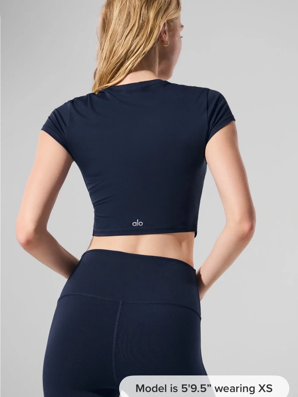 Alo Alosoft Crop Finesse Short Sleeve - Navy